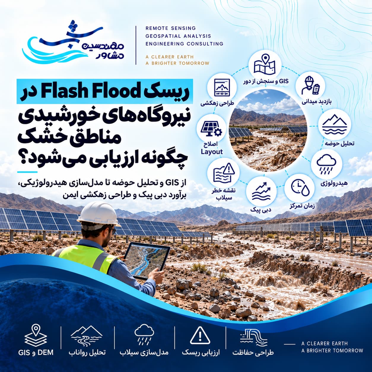 ریسک Flash Flood در نیروگاه‌ خورشیدی مناطق خشک چگونه ارزیابی می‌شود؟